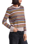 Cashmere Textured Striped Crew in Multi Combo