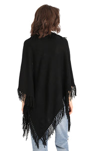 Cashmere Fringe Shawl in Black