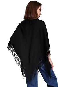 Cashmere Fringe Shawl in Black