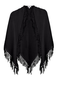 Cashmere Fringe Shawl in Black