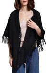 Cashmere Fringe Shawl in Black