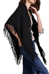 Cashmere Fringe Shawl in Black
