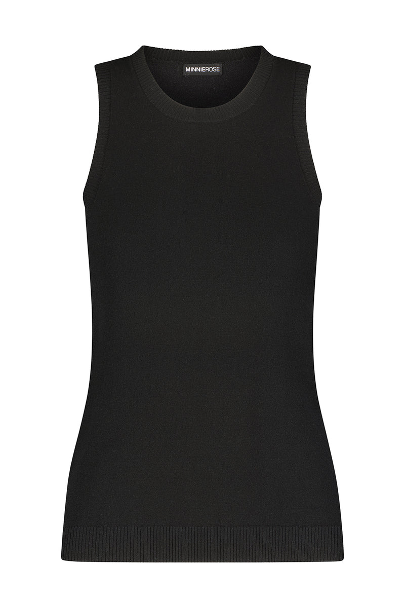 Viscose Crew Tank in Black