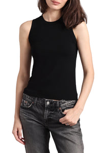 Viscose Crew Tank in Black