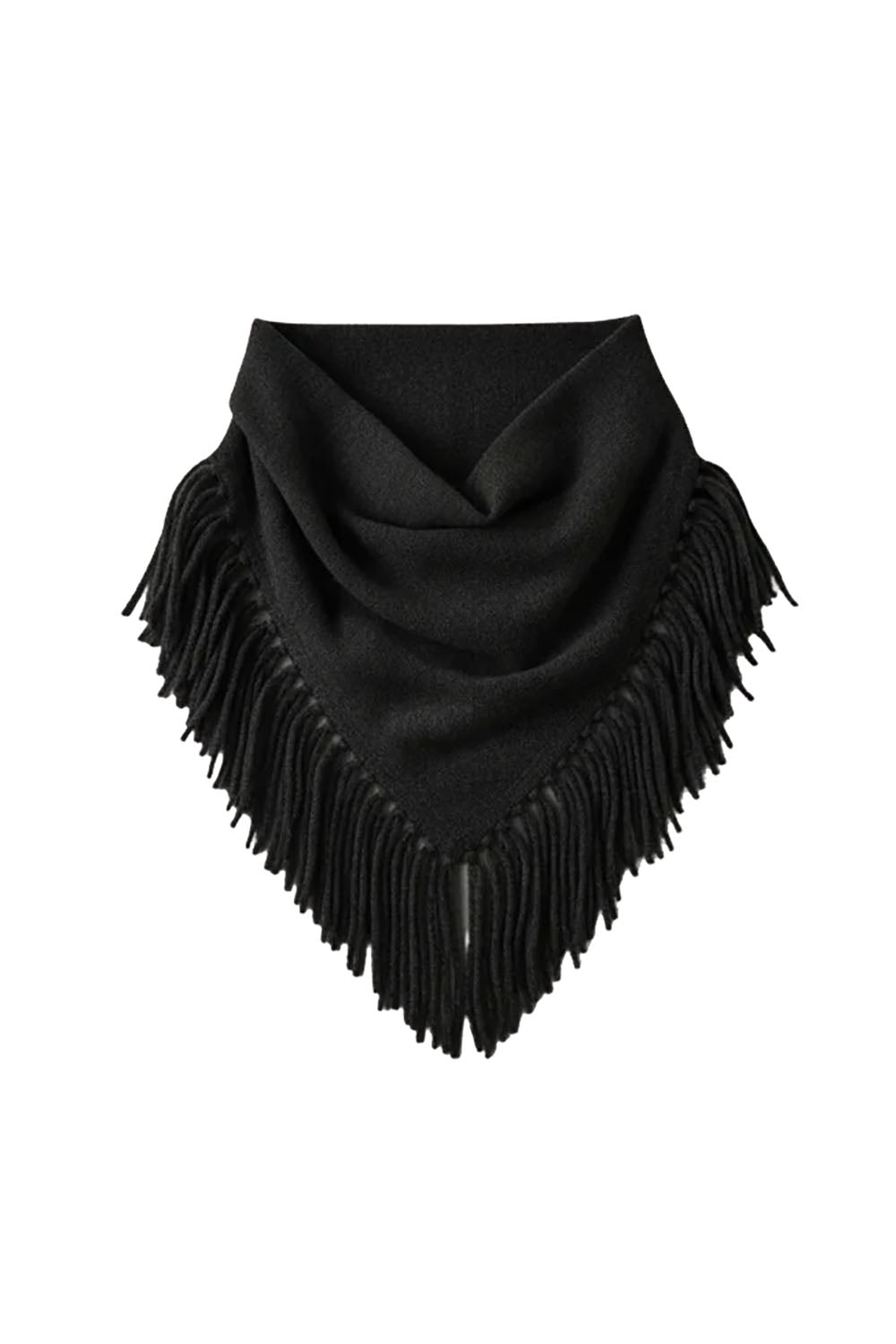 Cashmere Neckerchief Scarf with Eyelash Fringe in