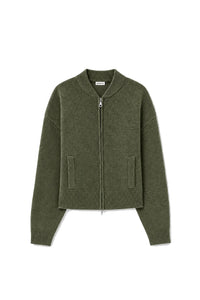 Cashmere Cropped Bomber in Army