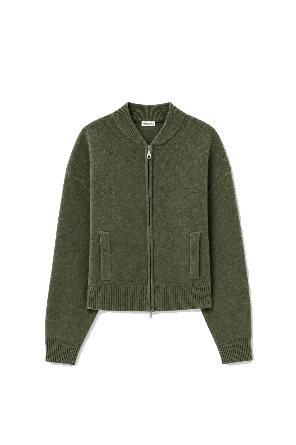 Cashmere Cropped Bomber in Army