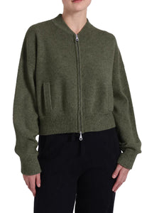Cashmere Cropped Bomber in Army