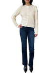 Sparkle Cashmere Crew Neck Cardigan in White