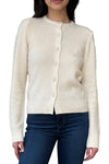 Sparkle Cashmere Crew Neck Cardigan in White