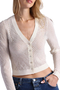 Open Pointelle Cardigan in Starch