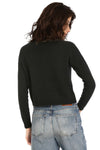 Cashmere 9gg Long Sleeve Shrunken Crew in Black