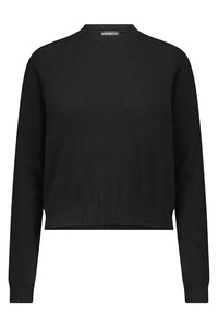 Cashmere 9gg Long Sleeve Shrunken Crew in Black