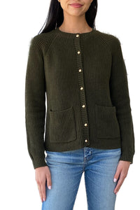 Cotton Cashmere Shaker Crew Cardi