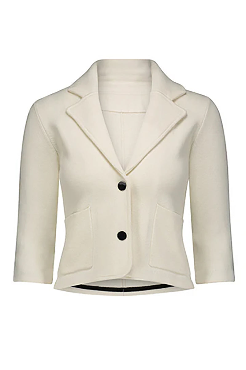 Cotton Blend Shrunken Blazer in White