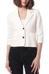 Cotton Blend Shrunken Blazer in White