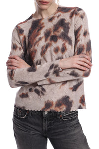 Cashmere Printed Cable Crew Sweater