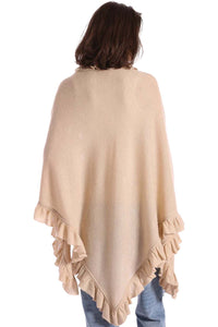 Cashmere Ruffle Shawl in Brown Sugar