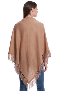Cashmere Fringe Shawl in Brown Sugar