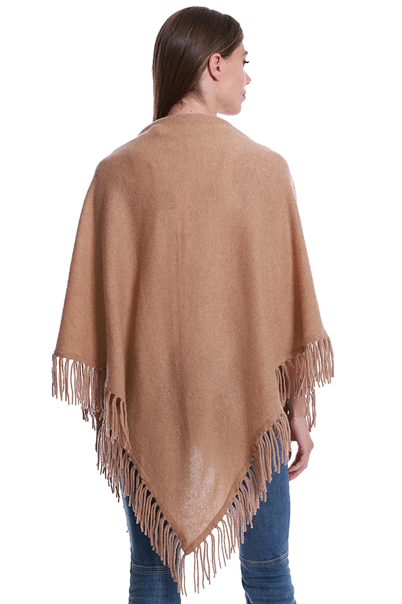 Cashmere Fringe Shawl in Brown Sugar