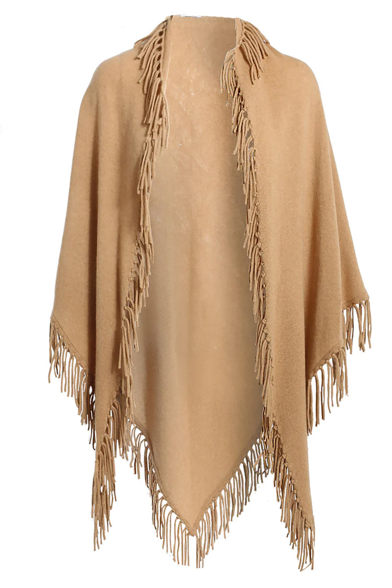 Cashmere Fringe Shawl in Brown Sugar