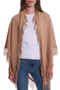 Cashmere Fringe Shawl in Brown Sugar