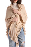 Cashmere Ruffle Shawl in Brown Sugar