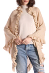 Cashmere Ruffle Shawl in Brown Sugar