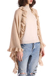 Cashmere Ruffle Shawl in Brown Sugar