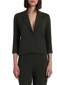 Viscose Blend Shrunken Blazer in Army