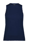 Cotton Cashmere Frayed Tank in Navy