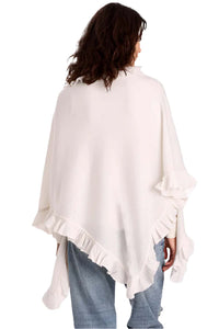 Cashmere Ruffle Shawl in White