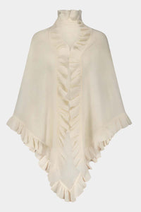 Cashmere Ruffle Shawl in White