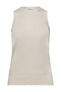 Cotton Cashmere Frayed Tank in White