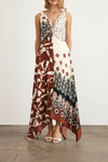 Mabel Dress in Cream Deep Clay Multi