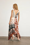 Mabel Dress in Cream Deep Clay Multi