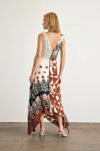 Mabel Dress in Cream Deep Clay Multi