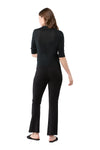 Short-Sleeved Rosie V-Neck Cardigan in Black Linen
