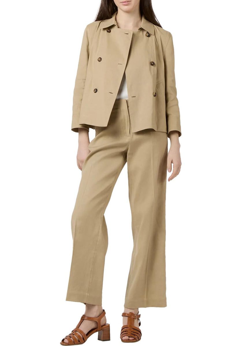 Casey Peacoat in Khaki Stretch Cotolino