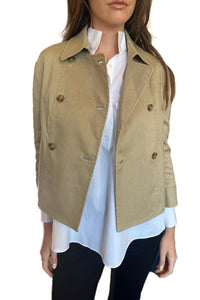 Casey Peacoat in Khaki Stretch Cotolino