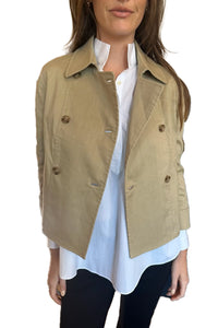 Casey Peacoat in Khaki Stretch Cotolino