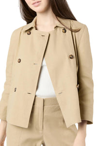 Casey Peacoat in Khaki Stretch Cotolino