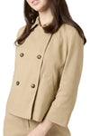 Casey Peacoat in Khaki Stretch Cotolino