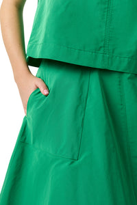 Gemma Circle Skirt in Leaf Nylon Faille