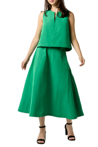 Gemma Circle Skirt in Leaf Nylon Faille