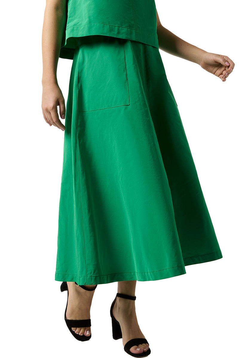 Gemma Circle Skirt in Leaf Nylon Faille