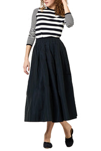 Carla Skirt in Navy Nylon Faille