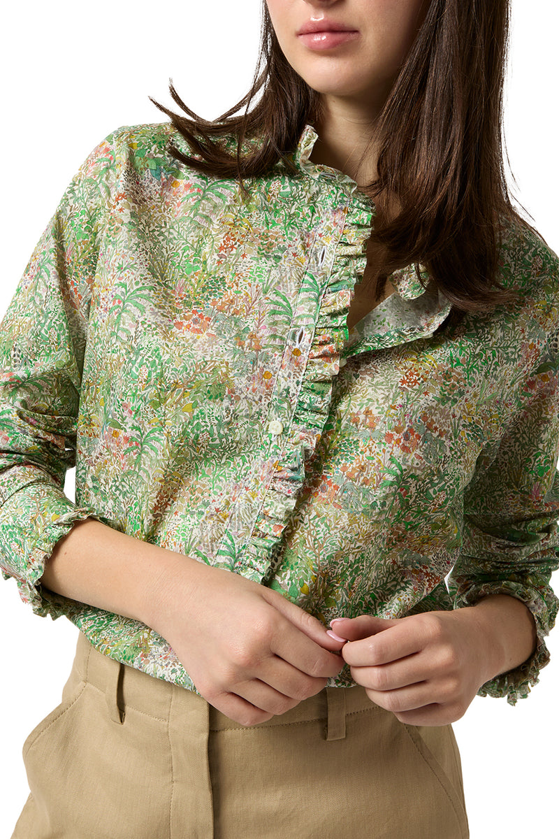 Frill Shirt in Green Fields of Eden Liberty