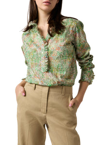 Frill Shirt in Green Fields of Eden Liberty