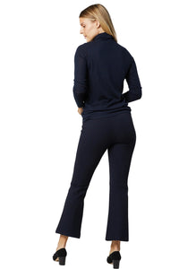 Superfine Funnel-Neck Sweater in Navy Cashmere